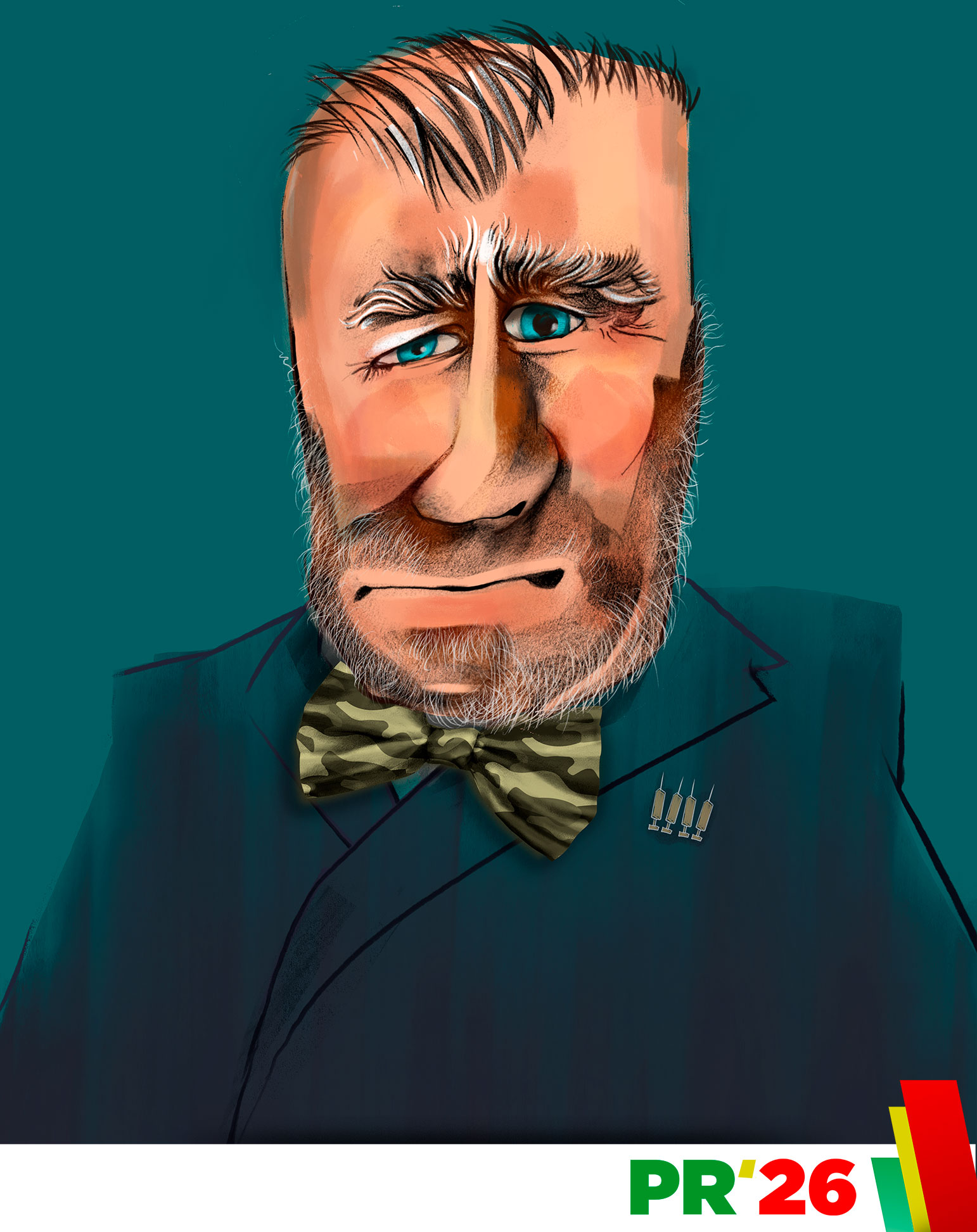 Caricatura de O Melo, Entre o Periscópio e o "Coiso", do Bestiário Presidencial 2026